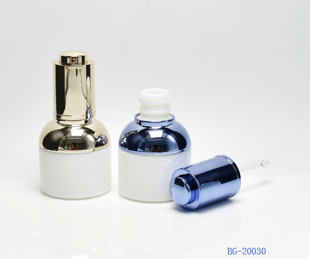 Opal White Glass Bottle with Metallic Collar